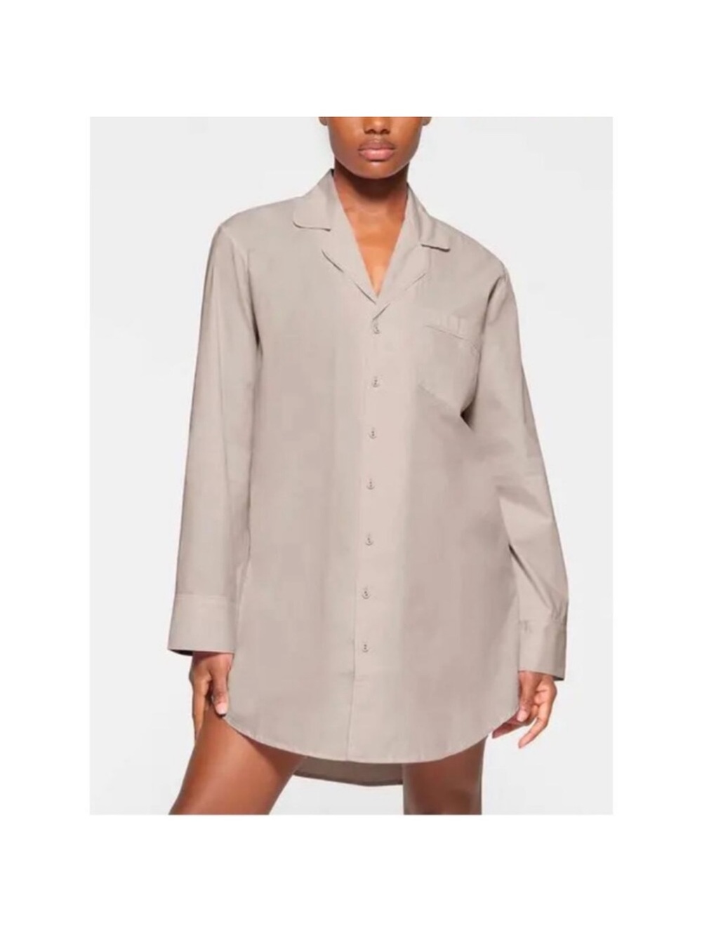 SKIMS Greyish Taupe Oversized Button-Front Sleep Shirt, Size 2X, NWOT
